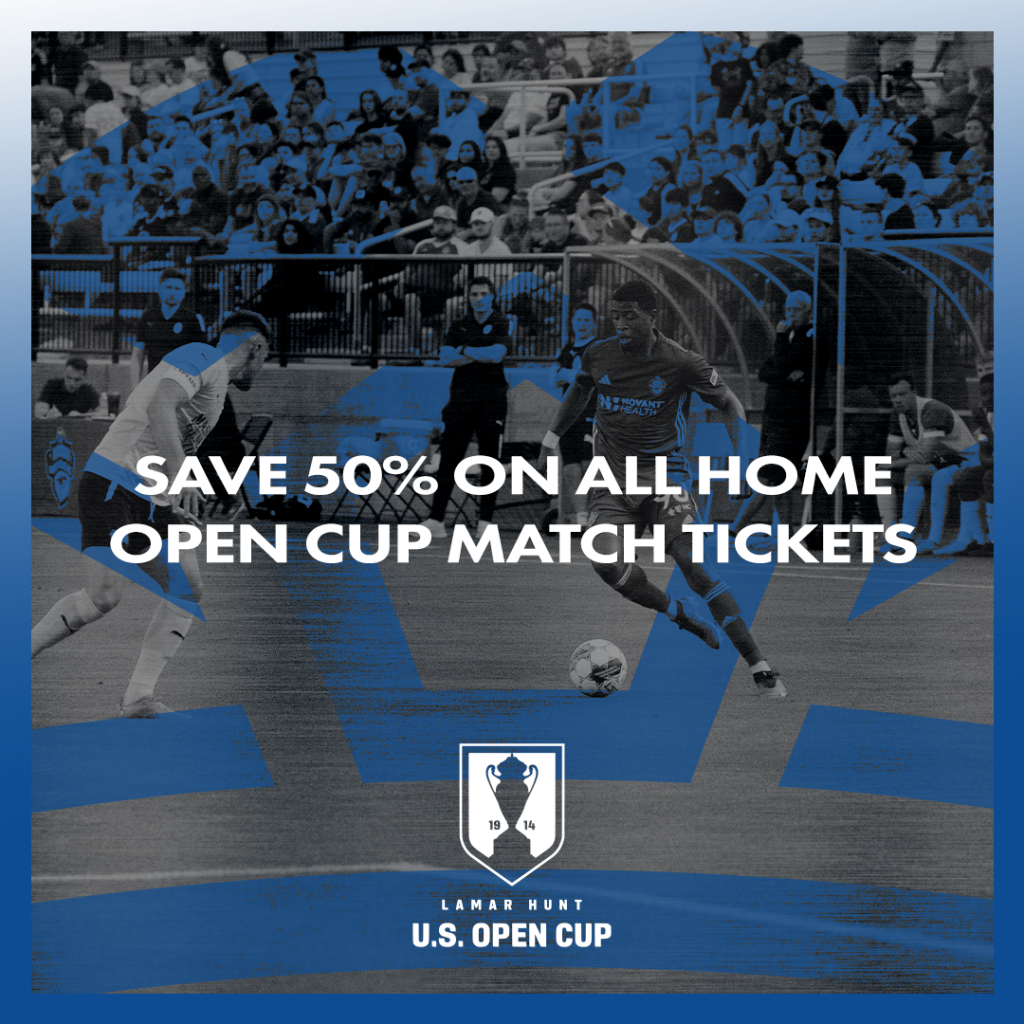 Charlotte Independence Season Ticket Member Benefit of Saving 50% on All Home Open Cup Match Tickets.