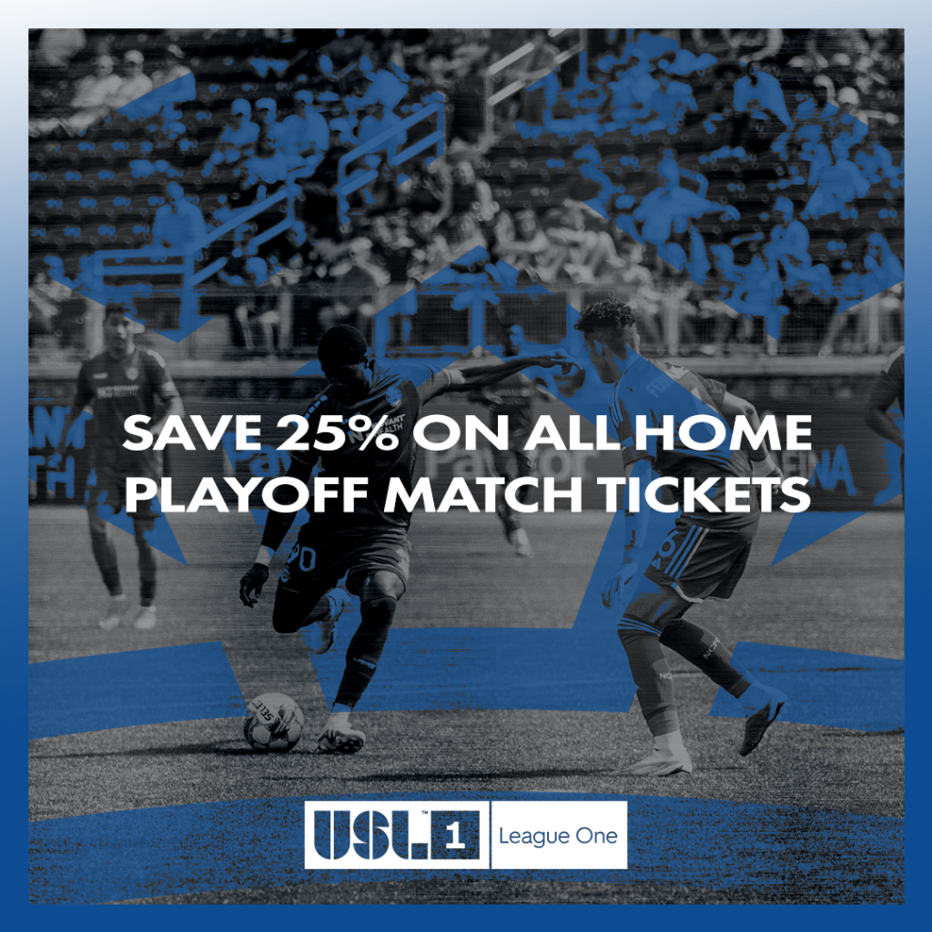 Charlotte Independence Season Ticket Member Benefit of Saving 25% on All Home Playoff Match Tickets.