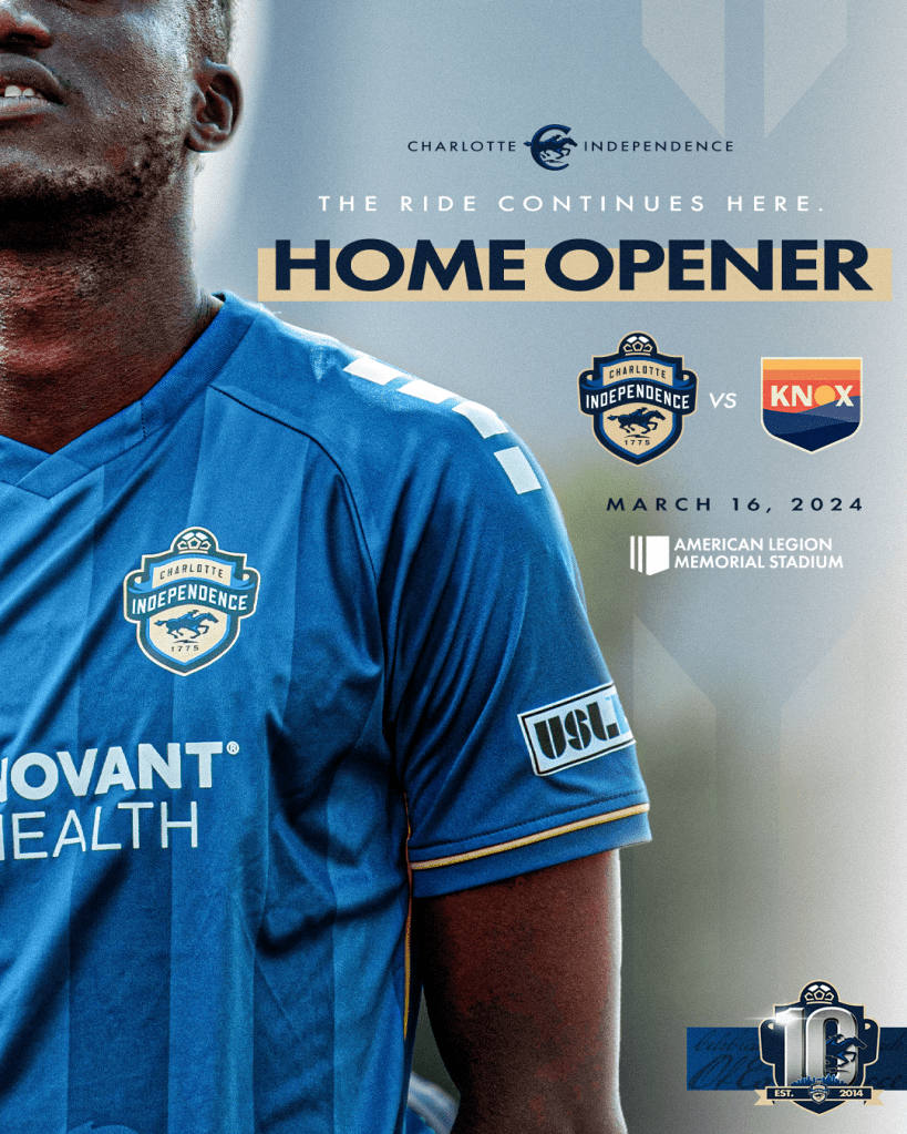 Charlotte Independence home opener vs One Knoxville SC on March 16, 2024 interest form