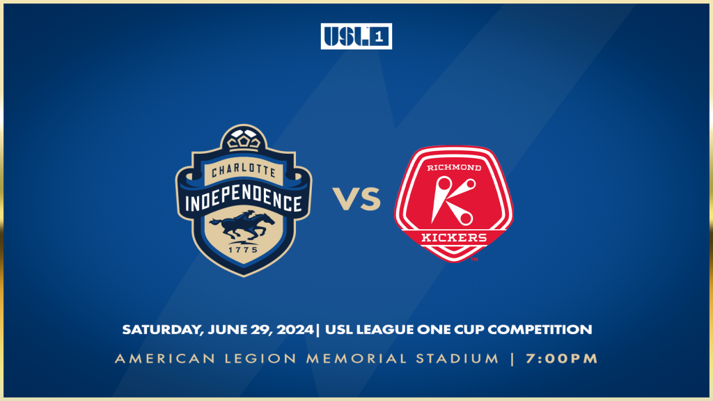 Match 15: Charlotte Independence versus Richmond Kickers on Saturday, June 29 at 7:00 p.m. at American Legion Memorial Stadium.