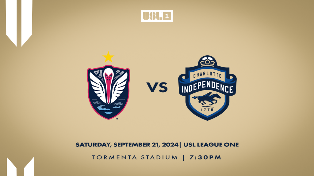 Match 26: Charlotte Independence versus South Georgia Tormenta FC on Saturday, September 21 at 7:30 p.m. at Tormenta Stadium.