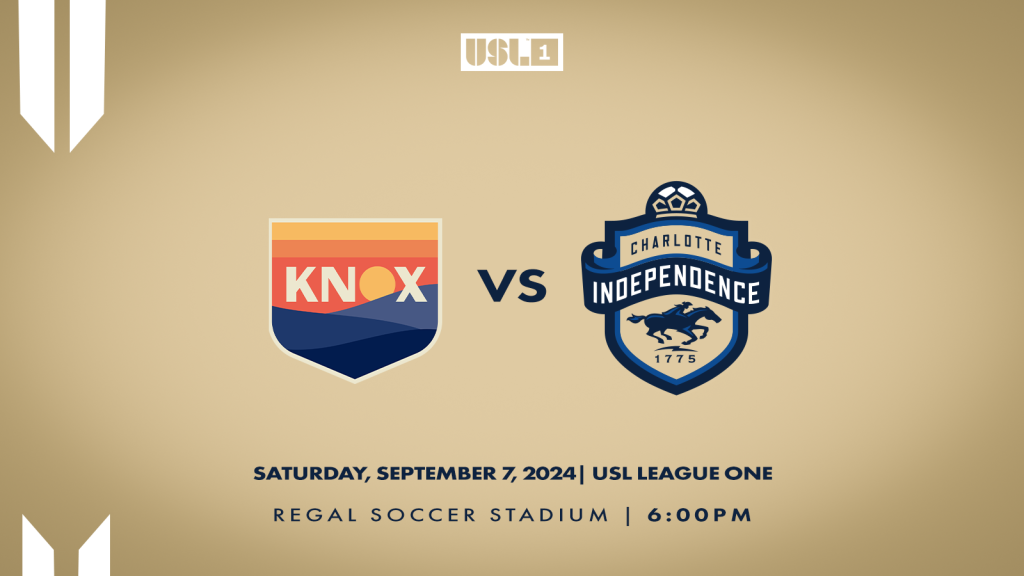 Match 24: Charlotte Independence versus One Knoxville SC on September 7 at 6:00 p.m. at Regal Stadium.