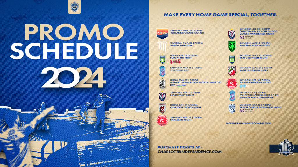 Charlotte Independence Promo Schedule 2024