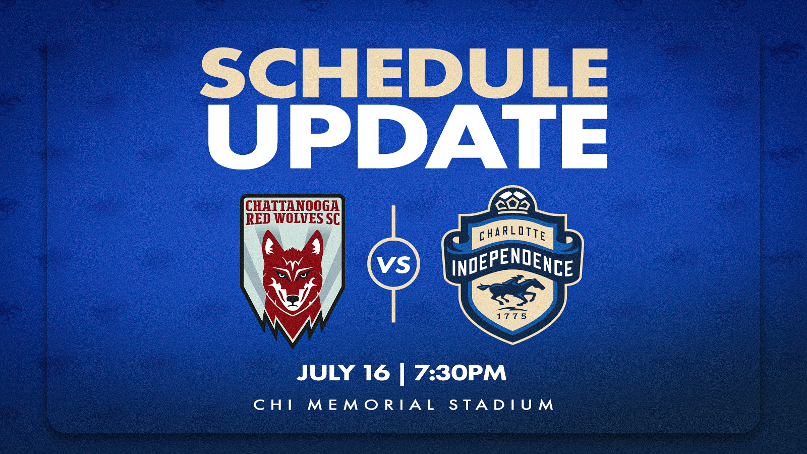 Independence Match at Chattanooga Red Wolves Rescheduled for July 16 featured image