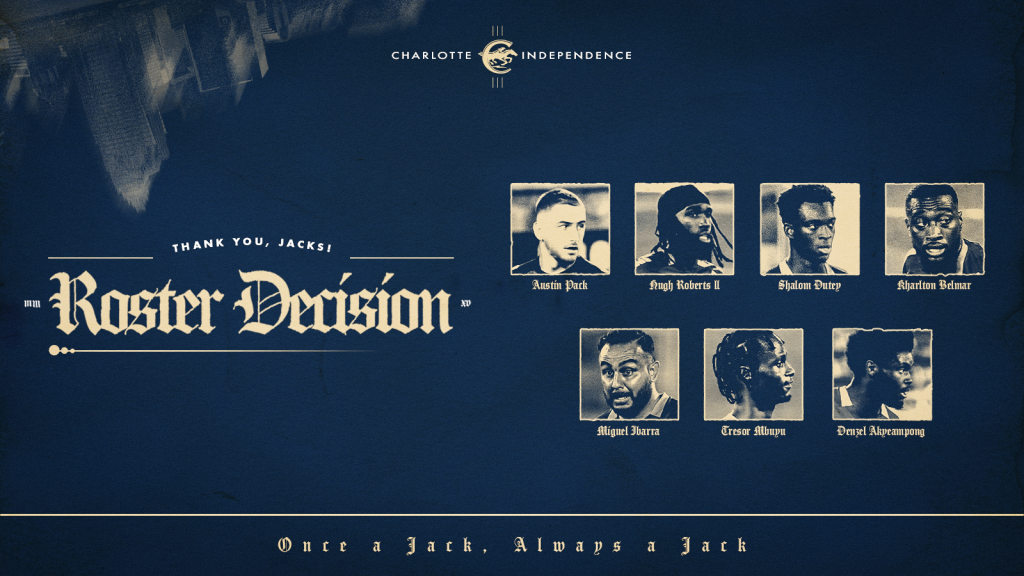 Charlotte Independence announce seven players departing the club ahead of the 2025 season: Austin Pack, Hugh Roberts, Shalom Dutey, Kharlton Belmar, Miguel Ibarra, Tresor Mbuyu and Denzel Akyeampong.