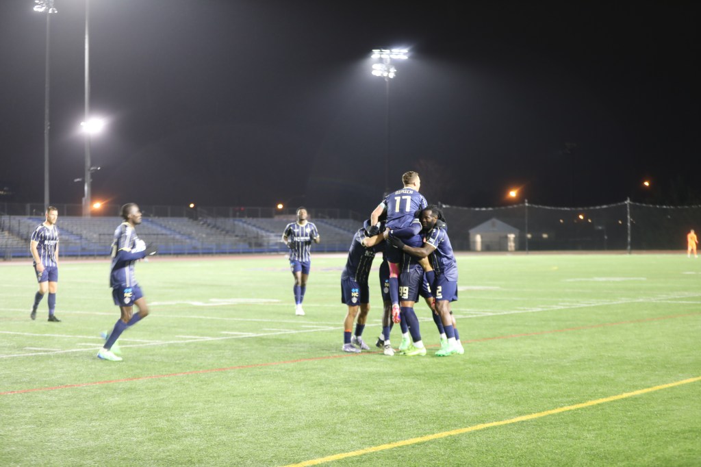 Charlotte Independence celebrates a goal against the Long Island Rough Riders in the US Open Cup First Round.